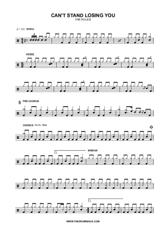 Can't Stand Losing You - The Police - Full Drum Transcription / Drum Sheet Music - AriaMus.com