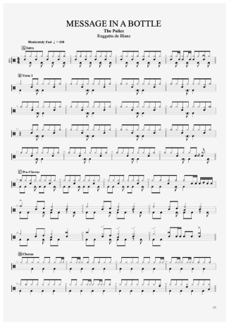 Message in a Bottle - The Police - Full Drum Transcription / Drum Sheet Music - AriaMus.com