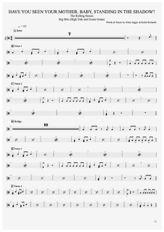 Have You Seen Your Mother, Baby, Standing in the Shadow - The Rolling Stones - Full Drum Transcription / Drum Sheet Music - AriaMus.com