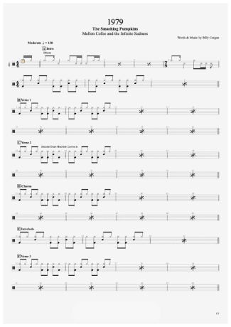1979 - The Smashing Pumpkins - Full Drum Transcription / Drum Sheet Music - AriaMus.com