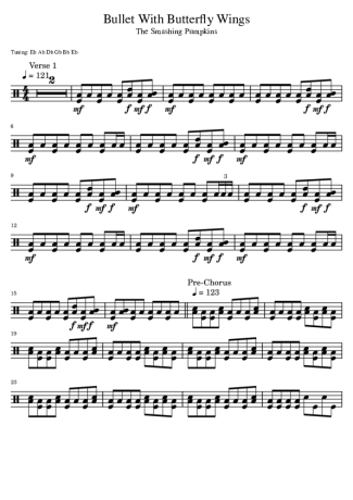 Bullet with Butterfly Wings - The Smashing Pumpkins - Drum Sheet Music ...