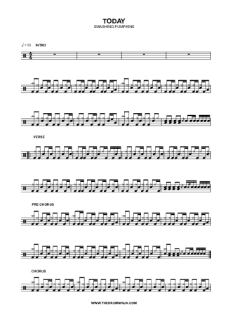 Today - The Smashing Pumpkins - Full Drum Transcription / Drum Sheet Music - AriaMus.com