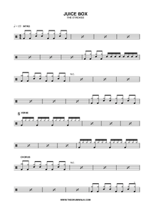 Juicebox - The Strokes - Full Drum Transcription / Drum Sheet Music - AriaMus.com