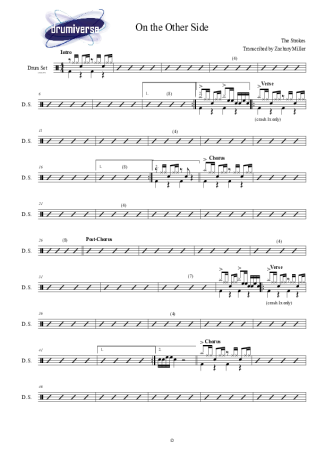 On the Other Side - The Strokes - Full Drum Transcription / Drum Sheet Music - AriaMus.com