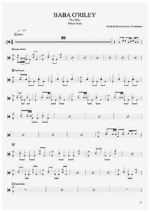 Baba O'Riley - The Who - Full Drum Transcription / Drum Sheet Music - AriaMus.com