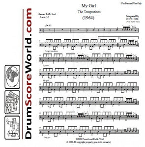 My Girl - The Temptations - Full Drum Transcription / Drum Sheet Music - DrumScoreWorld.com