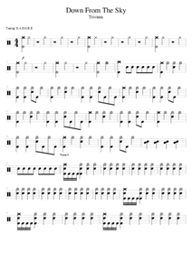 Down from the Sky - Trivium - Full Drum Transcription / Drum Sheet Music - AriaMus.com