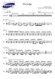 The Judge - Twenty One Pilots - Full Drum Transcription / Drum Sheet Music - AriaMus.com