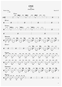 One - U2 (The Band) - Full Drum Transcription / Drum Sheet Music - AriaMus.com