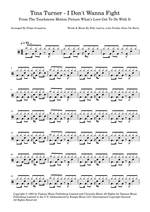 I Don't Wanna Fight - Tina Turner drum sheet music