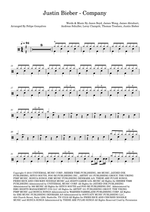 Company - Justin Bieber drum sheet music