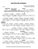 Just Give Me a Reason (feat. Nate Ruess) - Pink drum sheet music