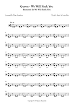 We Will Rock You - Queen drum sheet music
