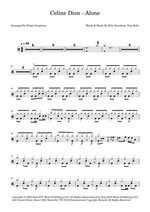 Alone - Celine Dion drum sheet music