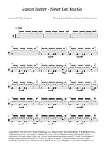 Never Let You Go - Justin Bieber drum sheet music