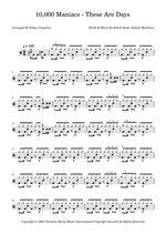 These Are Days - 10,000 Maniacs drum sheet music