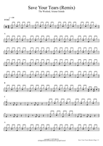 Save Your Tears (Remix) The Weeknd & Ariana Grande Full Drum Transcription / Drum Sheet Music SheetMusicDirect D