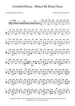 Better Be Home Soon - Crowded House drum sheet music