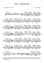 Wonderwall - Oasis drum sheet music