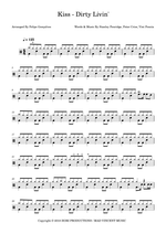 Dirty Livin' - Kiss drum sheet music