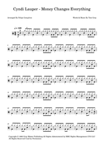 Money Changes Everything - Cyndi Lauper drum sheet music