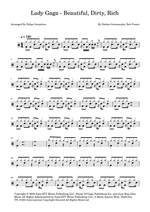 Beautiful, Dirty, Rich - Lady Gaga drum sheet music