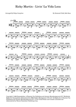 Livin' La Vida Loca - Ricky Martin drum sheet music