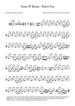 Don't Cry - Guns N' Roses drum sheet music