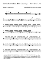 I Need Your Love (feat. Ellie Goulding) - Calvin Harris drum sheet music