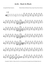 Back in Black - AC/DC drum sheet music