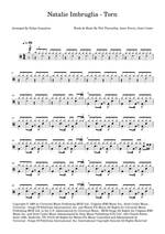 Torn - Natalie Imbruglia drum sheet music