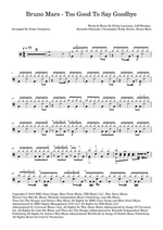 Too Good to Say Goodbye - Bruno Mars drum sheet music