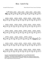 Lick It Up - Kiss drum sheet music
