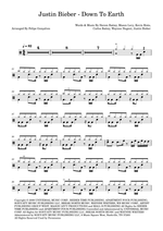 Down to Earth - Justin Bieber drum sheet music
