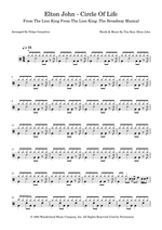 Circle of Life - Elton John drum sheet music