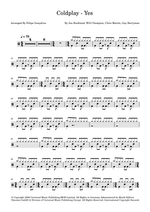 Yes - Coldplay drum sheet music