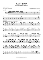 Can't Stop - Red Hot Chili Peppers drum sheet music
