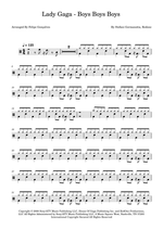 Boys Boys Boys - Lady Gaga drum sheet music