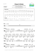 I Need a Dollar - Aloe Blacc drum sheet music