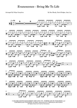 Bring Me to Life - Evanescence drum sheet music
