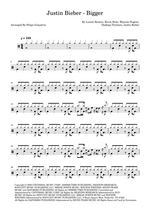 Bigger - Justin Bieber drum sheet music