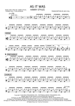 As It Was - Harry Styles drum sheet music