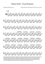 Cruel Summer - Taylor Swift drum sheet music