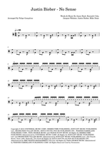 No Sense - Justin Bieber drum sheet music