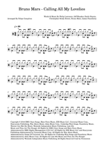 Calling All My Lovelies - Bruno Mars drum sheet music