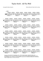 All Too Well - Taylor Swift drum sheet music