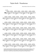 Treacherous - Taylor Swift drum sheet music