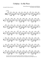 In My Place - Coldplay drum sheet music