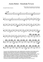 Somebody to Love - Justin Bieber drum sheet music