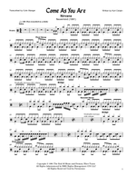 Come As You Are - Nirvana drum sheet music